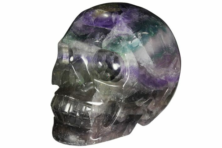 Colorful, Banded (Rainbow) Fluorite Skull #110104
